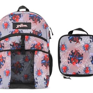 Spiderman Kids Backpack and Lunch Bag - Red and Black Design